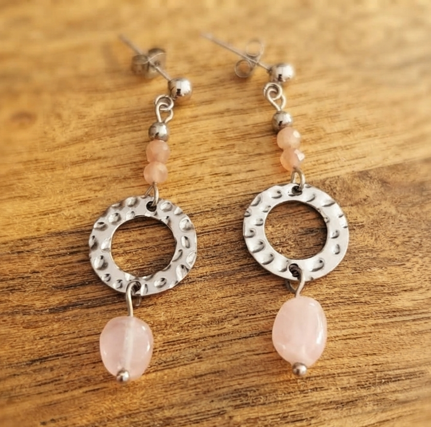Boucles Élyna - Quartz rose