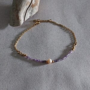 Bracelet de cheville Lilaya - Améthyste et perles