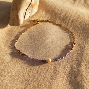 Bracelet de cheville Lilaya - Améthyste et perles