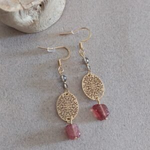 Boucles Rosélya ▪︎ Quartz fraise et fumé