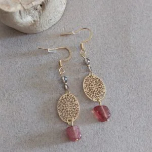 Boucles Rosélya ▪︎ Quartz fraise et fumé