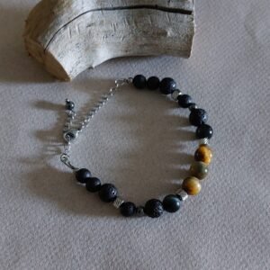 Bracelet Solarys homme ▪︎ Œil de tigre bleu et jaune