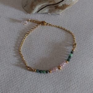 Bracelet Amalya ▪︎ Rubis fuschite et quartz fraise