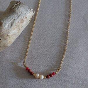 Collier jaspe rouge et perles