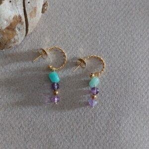 Boucles Yara ▪︎ Amazonite et améthyste
