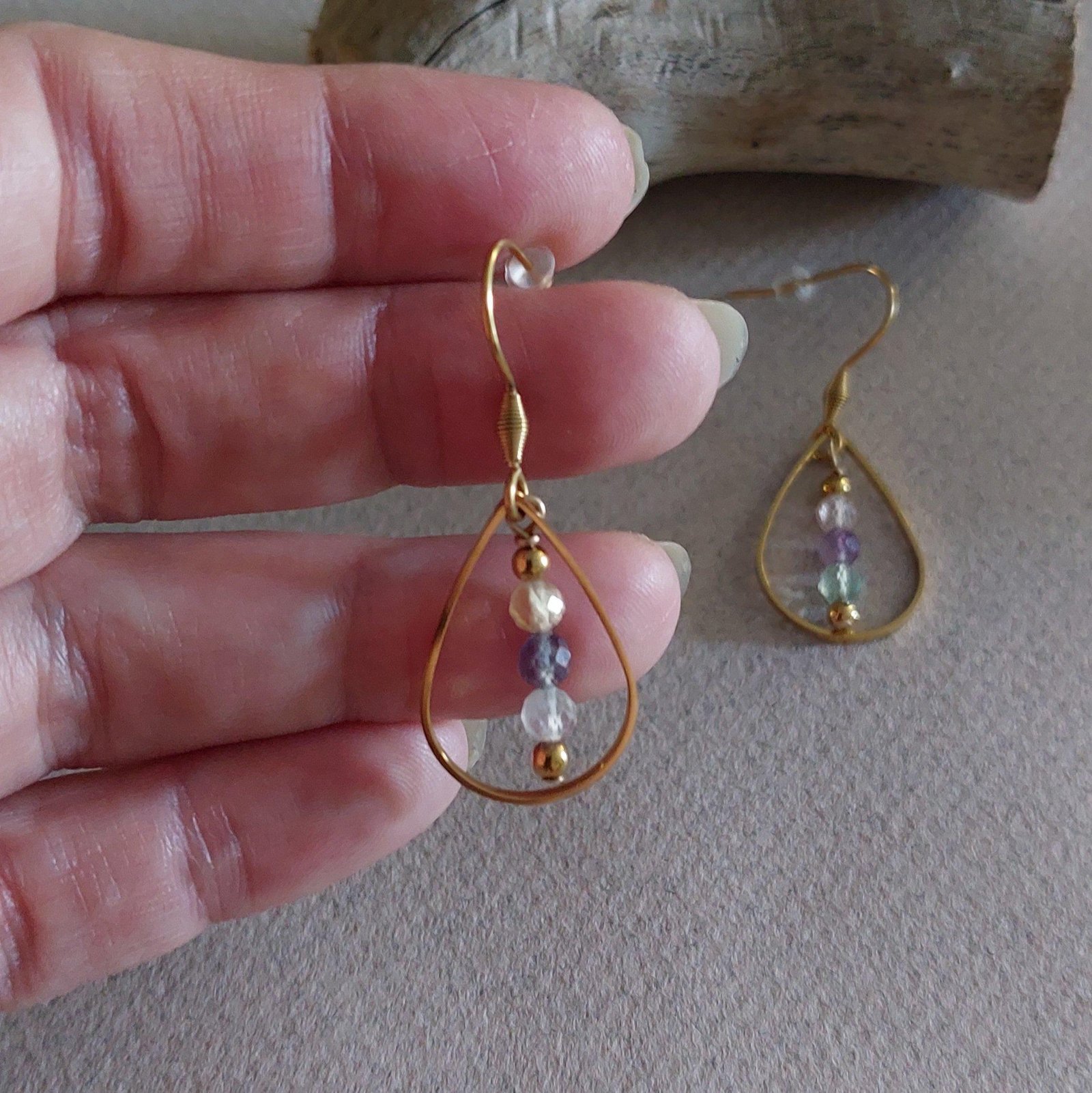 Boucles Iris - Fluorite arc-en-ciel - Clarté et concentration – Image 4