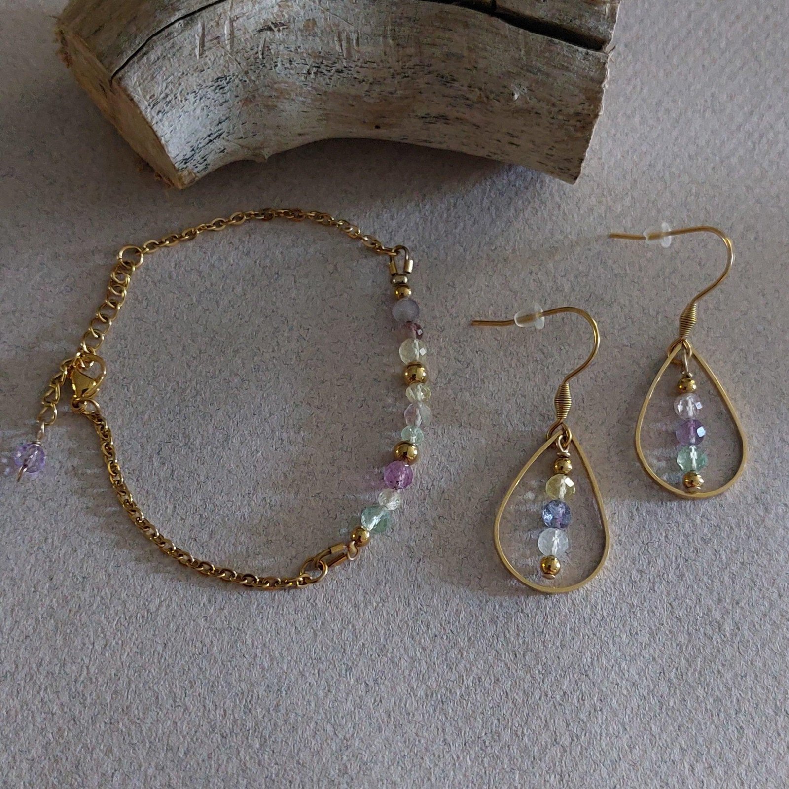 Boucles Iris - Fluorite arc-en-ciel - Clarté et concentration – Image 3