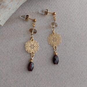 Boucles Amara - Citrine et grenat - Énergie et abondance
