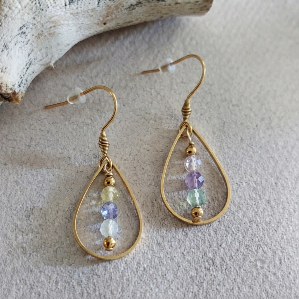 Boucles Iris - Fluorite arc-en-ciel - Clarté et concentration – Image 4