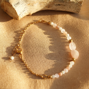 Bracelet Opaline - Quartz rose et perles