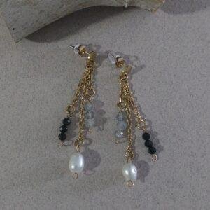 Boucles Astrée - Spinelle, labradorite et perles