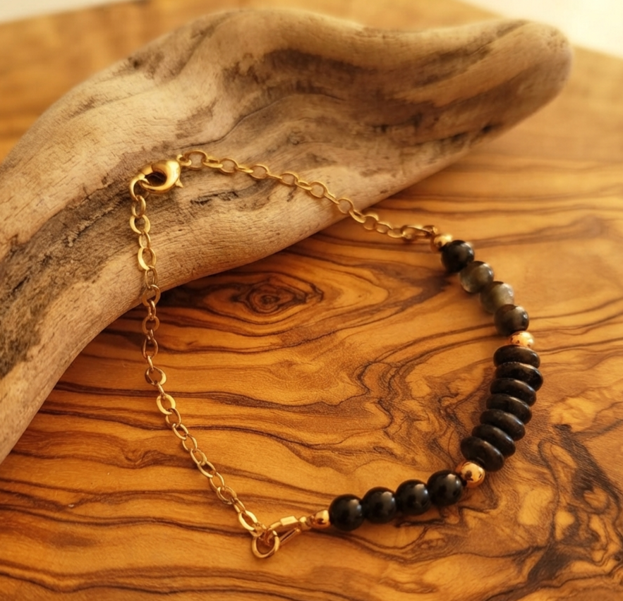 Bracelet Vesta - Obsidienne dorée