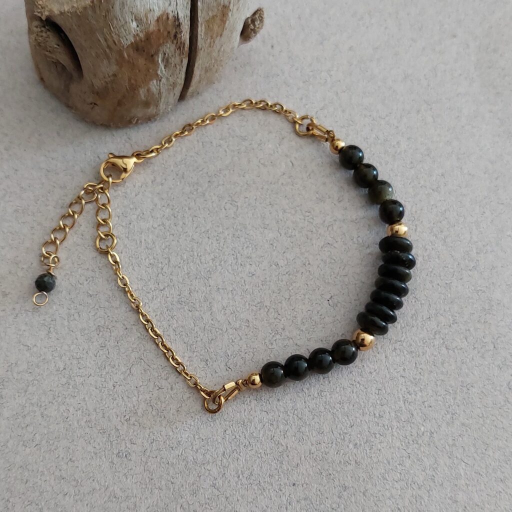 Bracelet Vesta - Obsidienne dorée