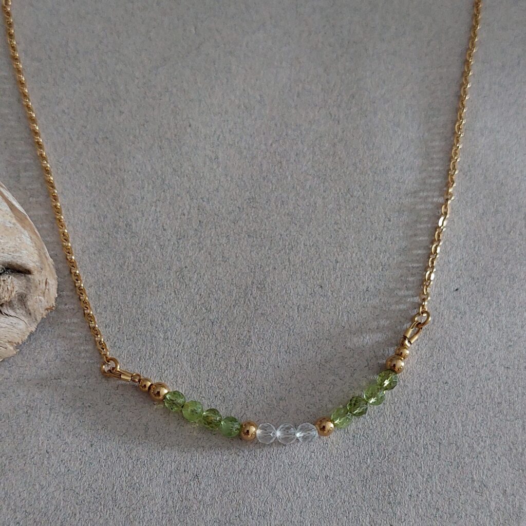 Collier Éos - Péridot et cristal