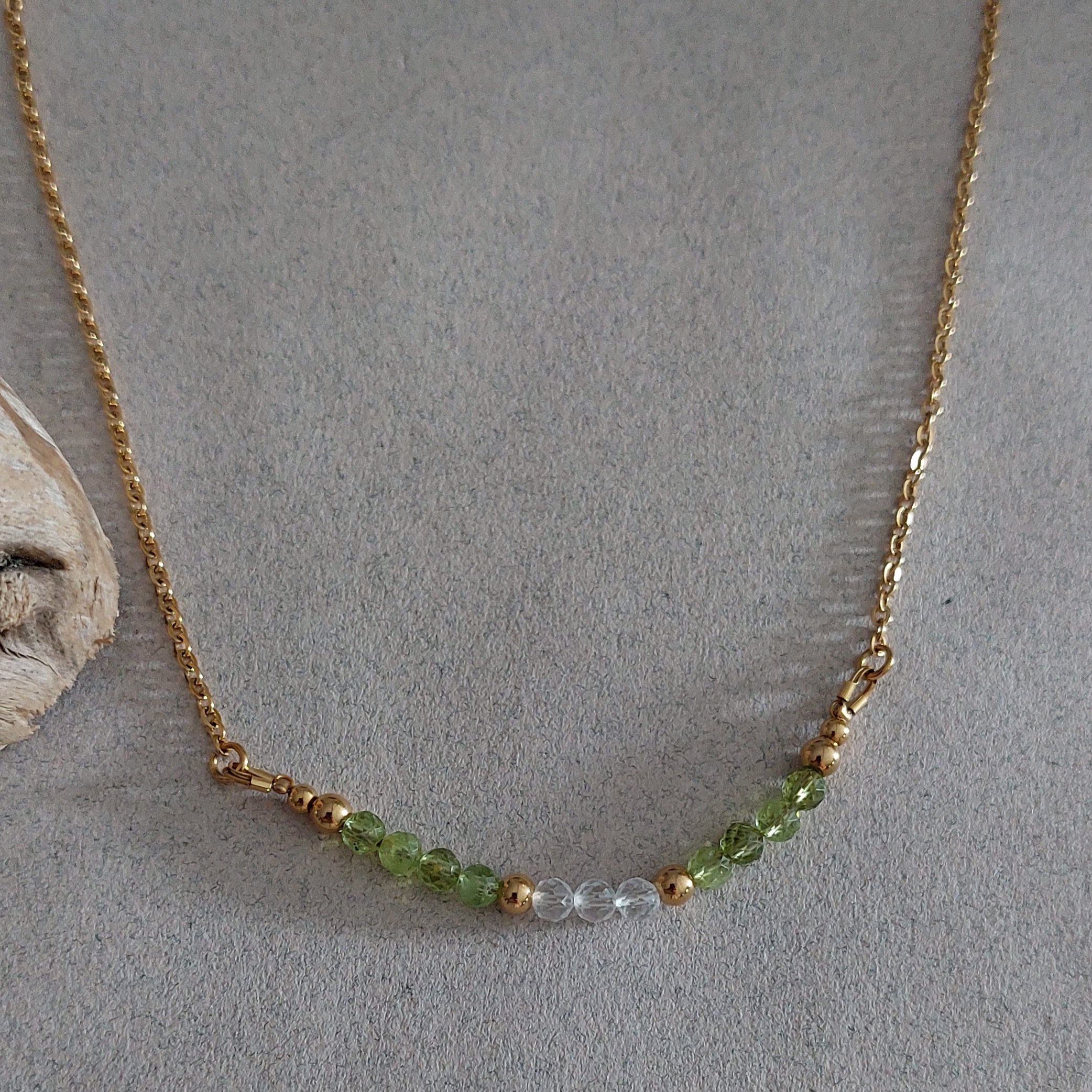 Collier Éos - Péridot et cristal