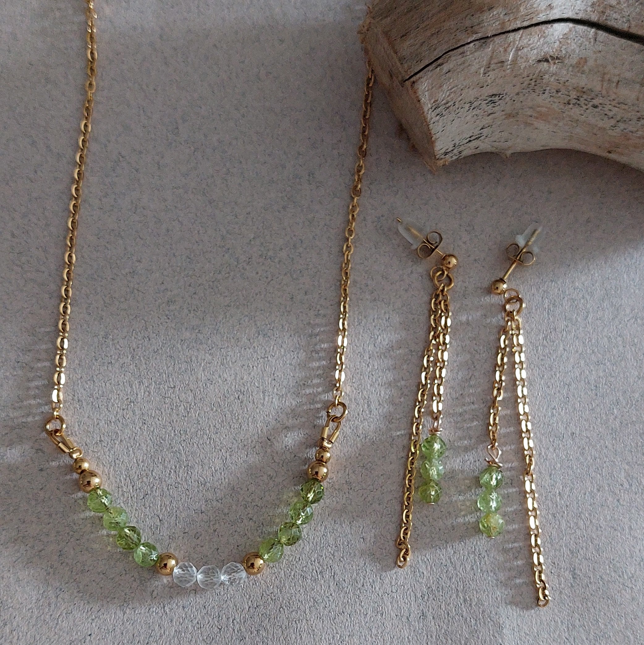 Collier Éos - Péridot et cristal – Image 3