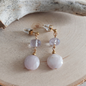 Boucles Mylas - Améthyste et kunzite