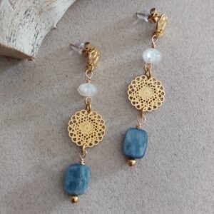 Boucles Sora - Cyanite et labradorite blanche