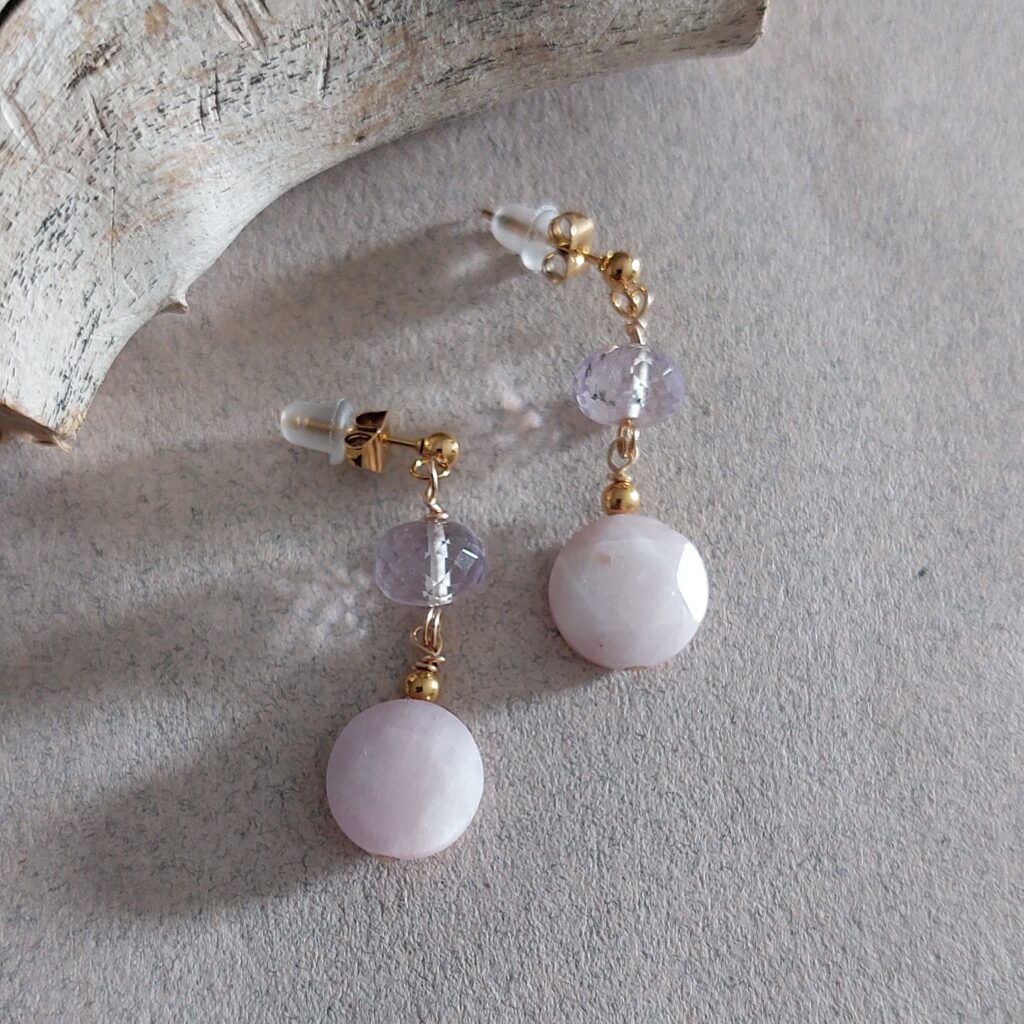 Boucles Mylas - Améthyste et kunzite