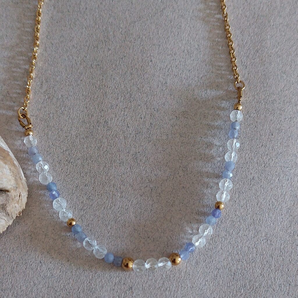 Collier Zania - Tanzanite et cristal de roche