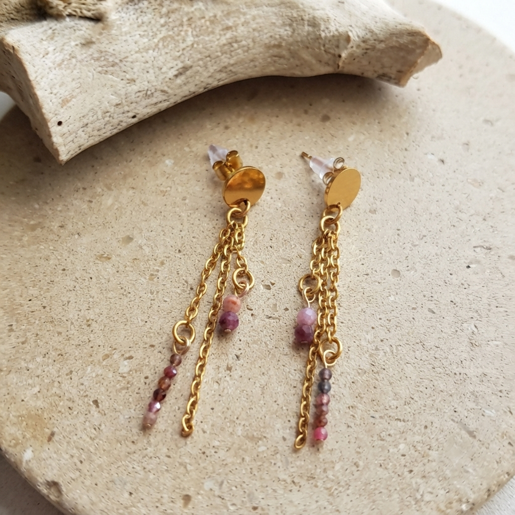 Boucles Framboise - Spinelle et rubis