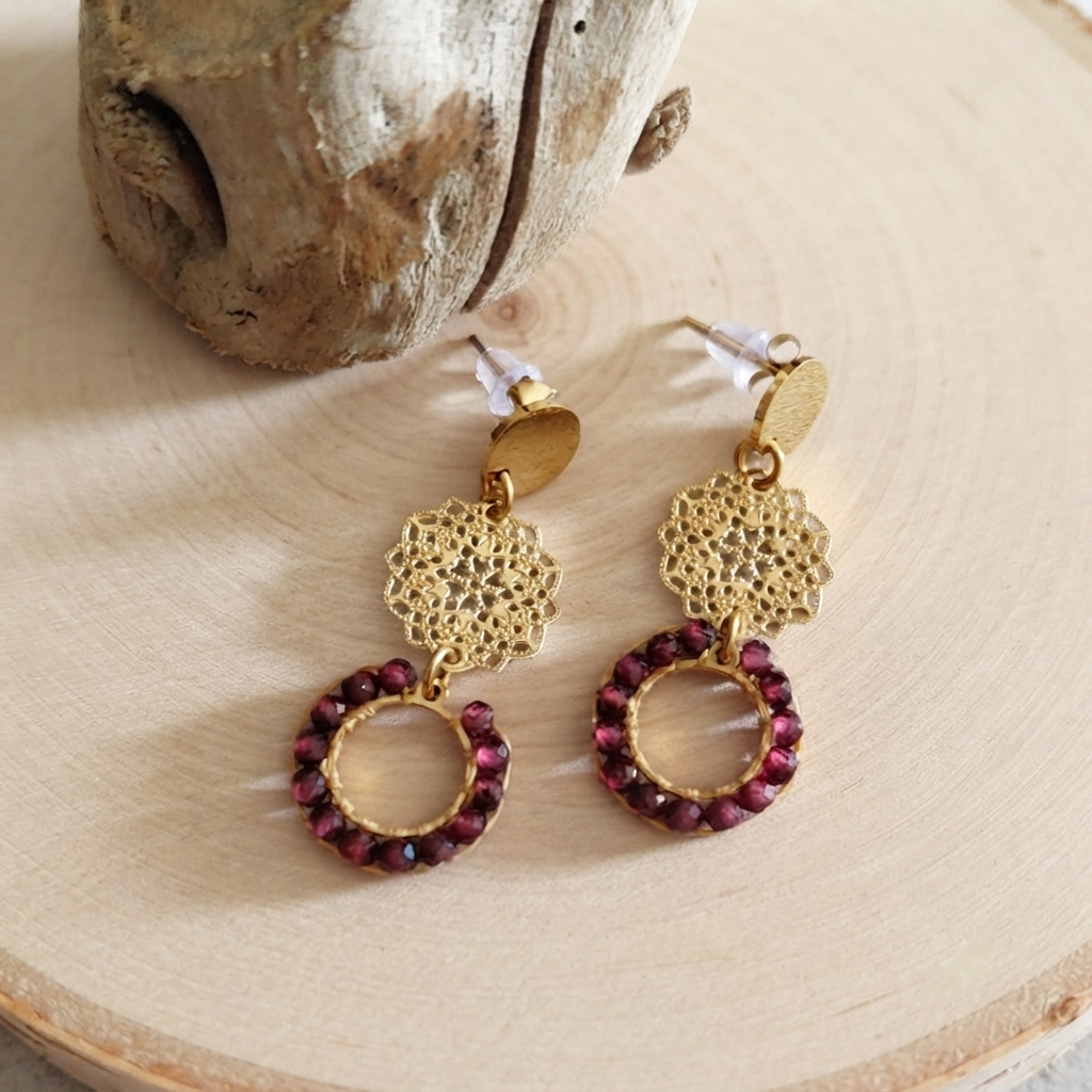 Boucles Émia - Grenat almandin