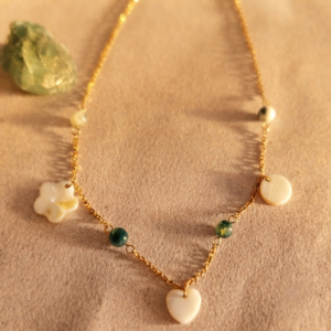 Collier Nymphéa - Agate mousse et arbre