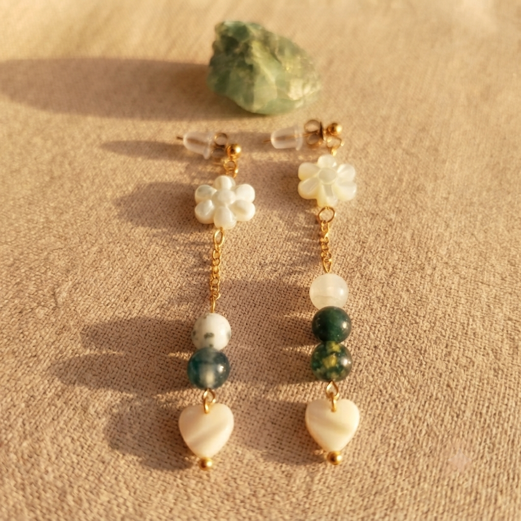 Boucles Nymphéa - Agate mousse et arbre