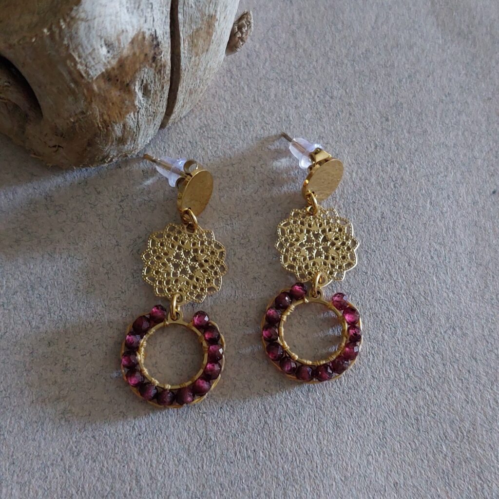 Boucles Émia - Grenat almandin